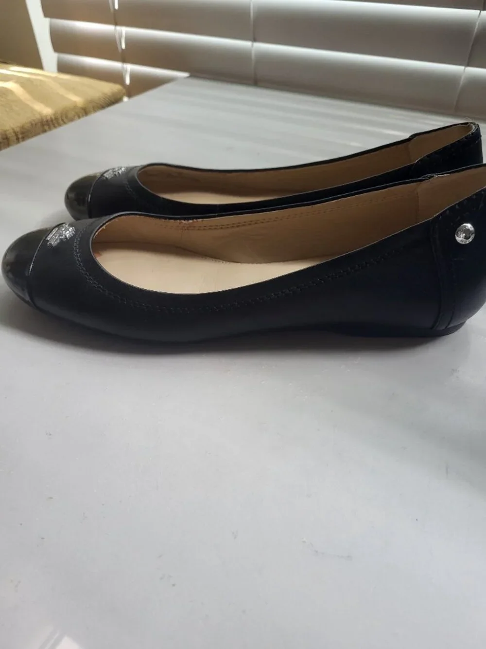 Coach Black Leather Ballet Flats – Size 7M, New